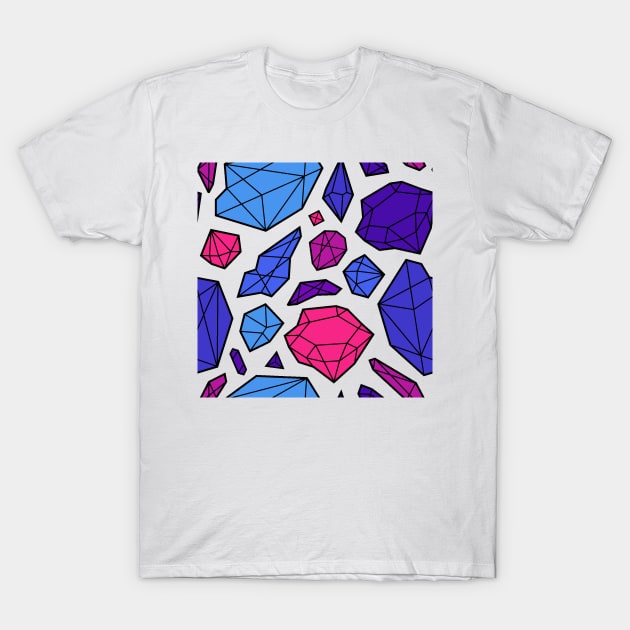 Rough Diamond Fashion Print Pink Blue Black Mix T-Shirt by Auto-Prints